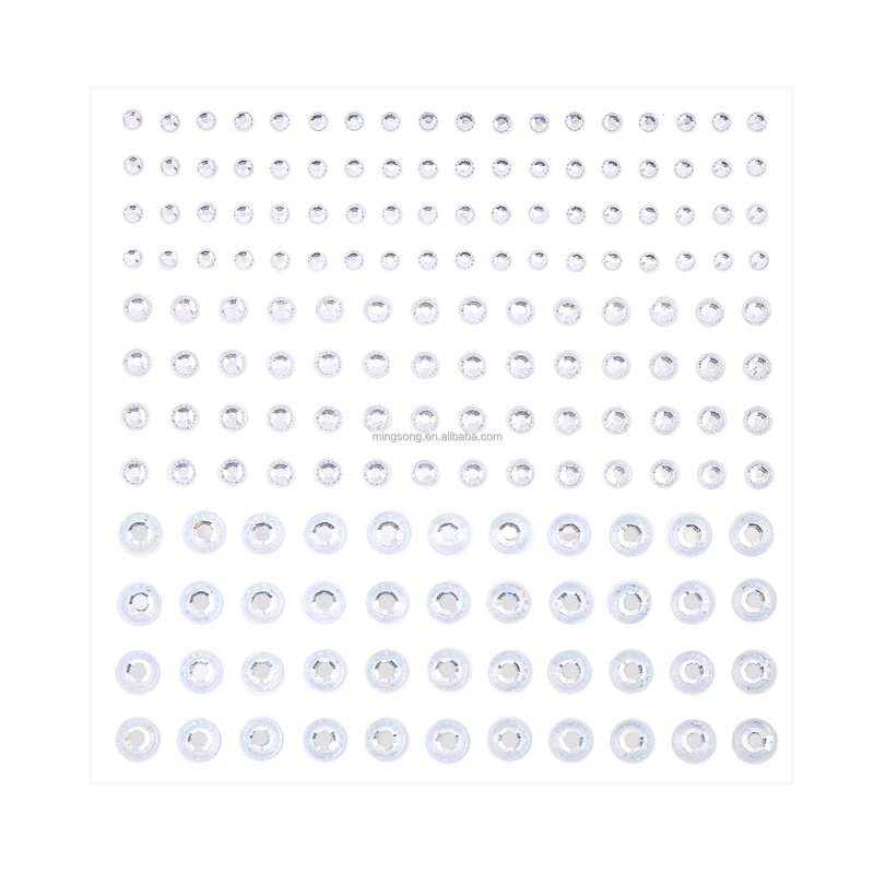 3 Sizes Single Grain Stickers Clear Crystal Self Adhesive Rhinestone for DIY Face Art Decoration Festival White ACRYL 12 Colors