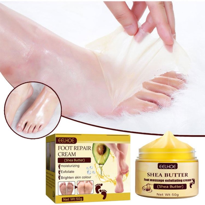 EELHOE New Product Shea Butter Foot Massage Skin Care Moisturize Soften Foot Exfoliating Foot Peeling Cream
