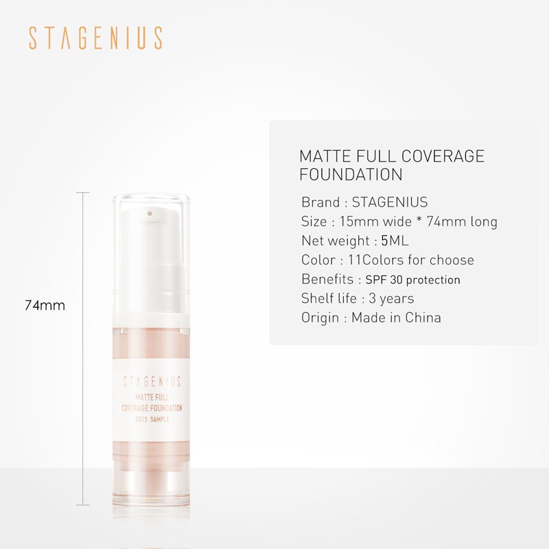 Stagenius 11 Color Full Coverage Waterproof Natural Makeup Liquid Foundation