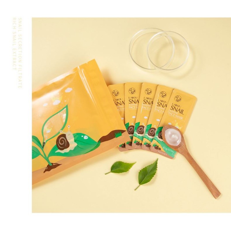 LAIKOU Travel Size Skin Care Face Mask Herbal Anti-Aging Snail Sleeping Moisturizing Nourishing Ingredients