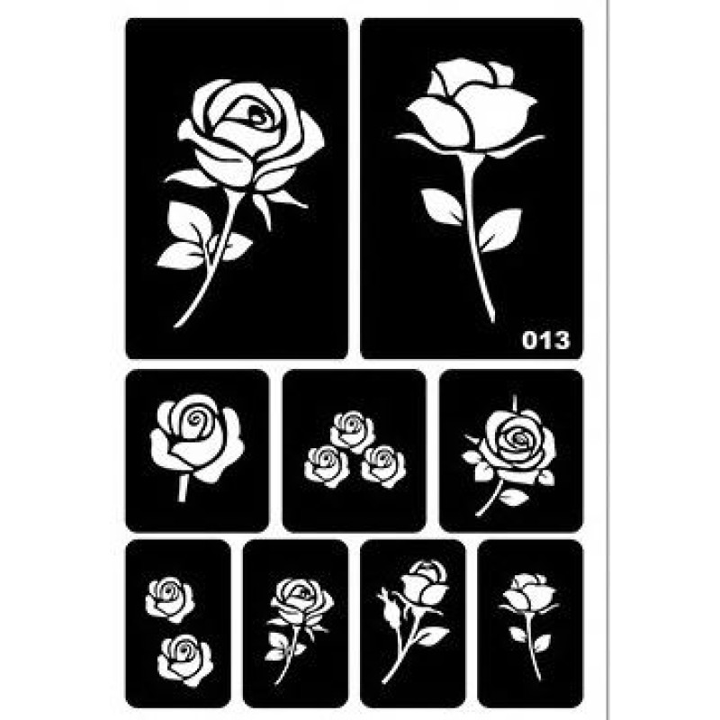 Small Flower Butterfly HH Temporary Henna Tattoo Stencil Airbrush Glitter Drawing Template for Women and Kids