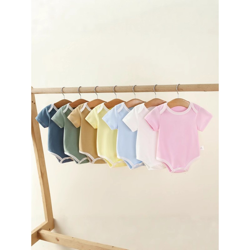 Baby Rompers Supplier - Solid Color Cotton Short-Sleeved