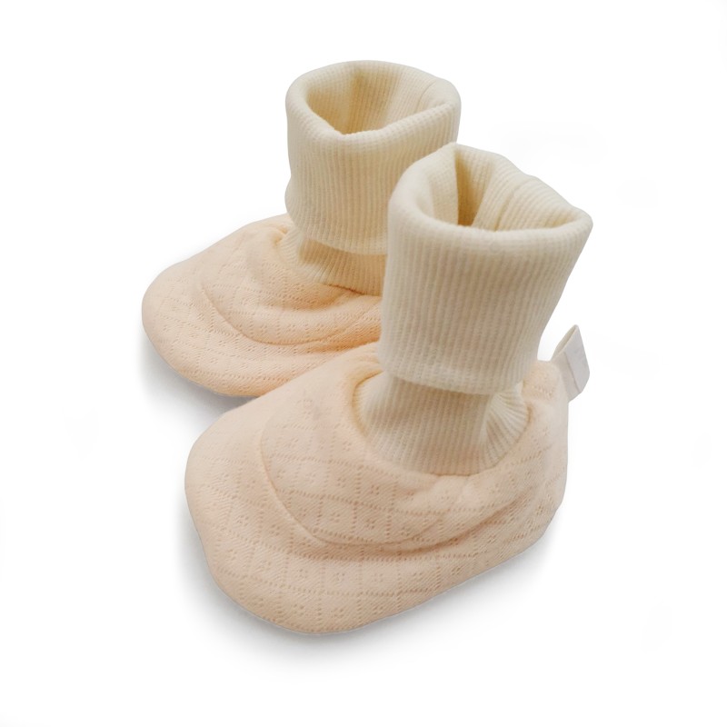 Baby Booties Supplier - GOTS Organic Cotton Knitted Apricot