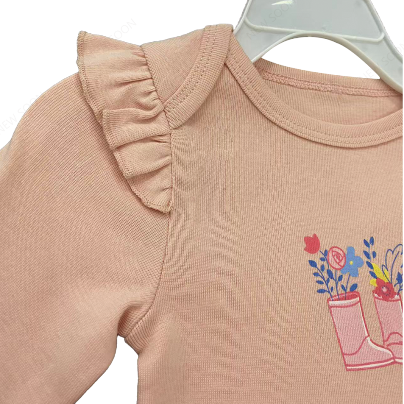 Bamboo Clothing Supplier - Long Sleeve Print Rib Baby