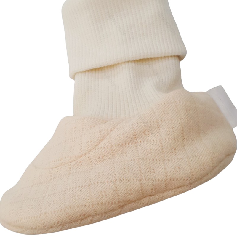 Baby Booties Supplier - GOTS Organic Cotton Knitted Apricot