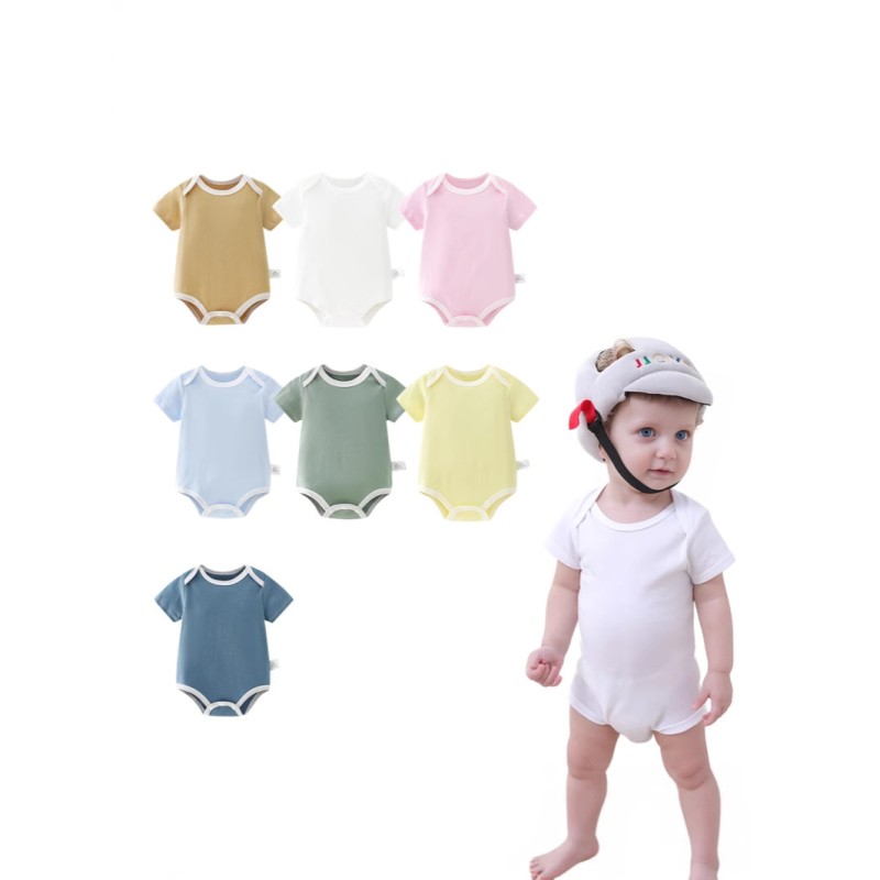 Baby Rompers Supplier - Solid Color Cotton Short-Sleeved