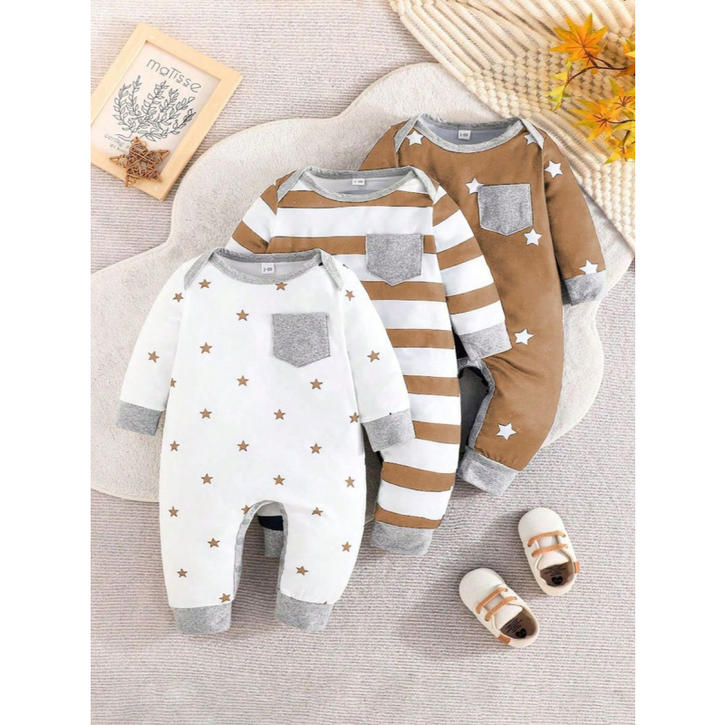 Baby Romper Manufacturer - Comfortable Button Three-Piece Set