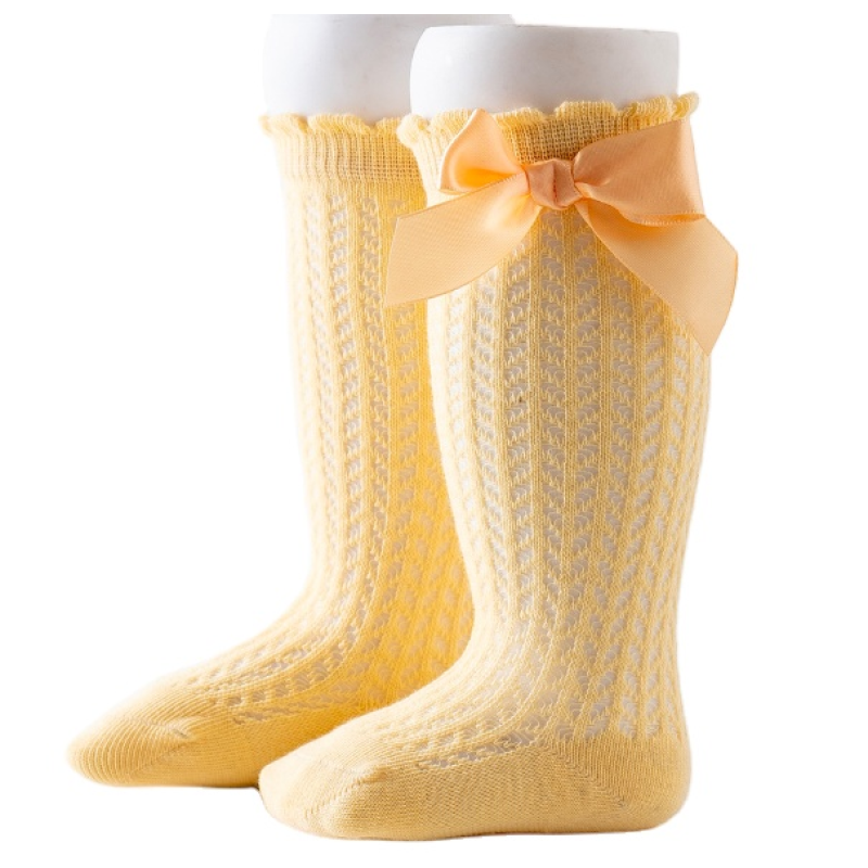 Girls Socks Factory - Ribbon Bow Knee High Anti-Slip
