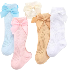 Girls Socks Factory - Ribbon Bow Knee High Anti-Slip