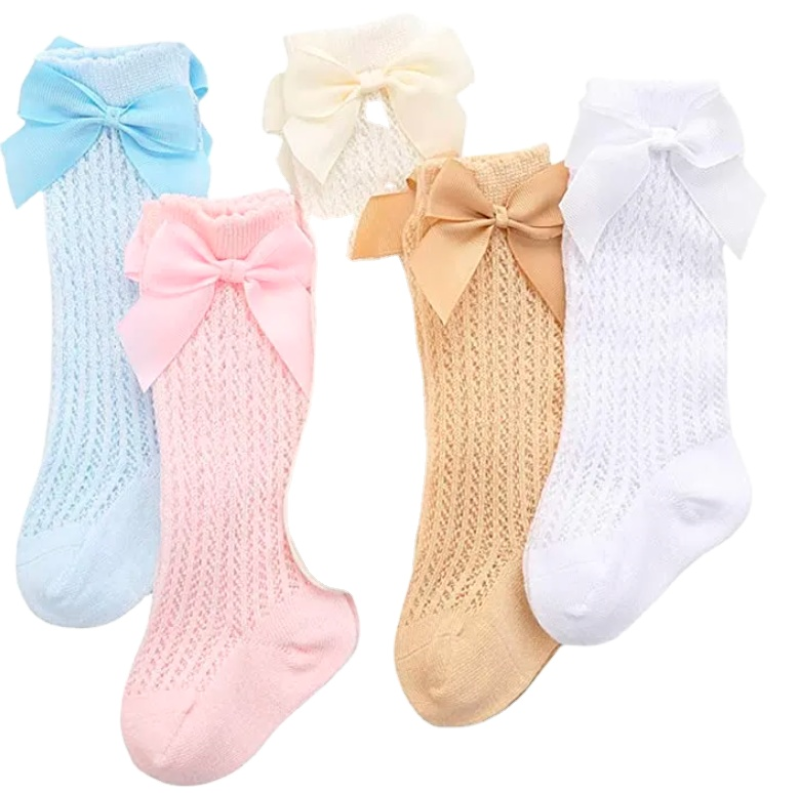 Girls Socks Factory - Ribbon Bow Knee High Anti-Slip