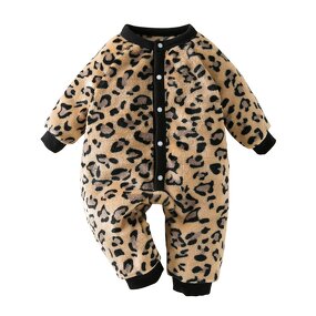 Baby Rompers Manufacturer - Fleece-Lined Leopard Print Knitted