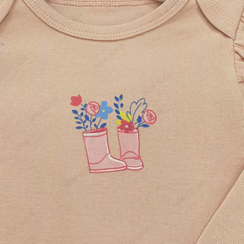 Bamboo Clothing Supplier - Long Sleeve Print Rib Baby