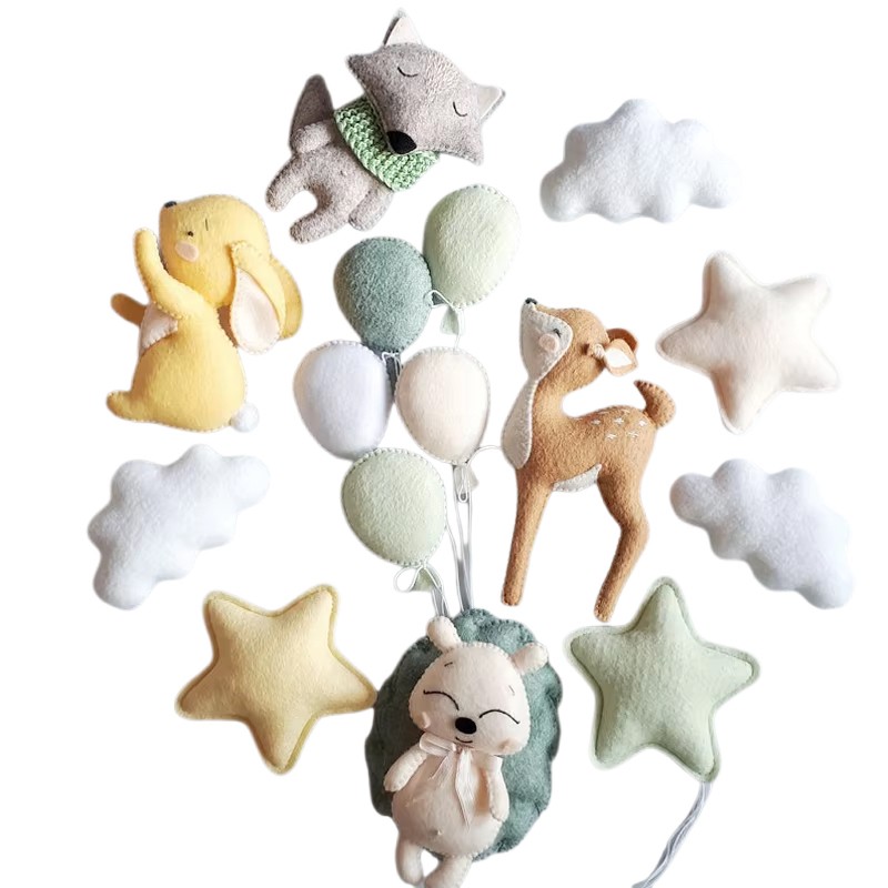 Nursery Mobile Factory - Nordic Wooden Hanger Felt Animal