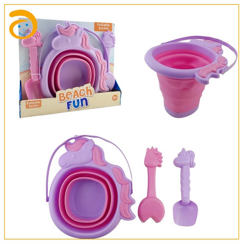 Beach Bucket Set Supplier - 4 Piece Folding Silicone Toys