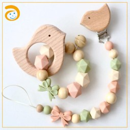 Pacifier Clip Manufacturer - Rainbow Wooden Beech Silicone
