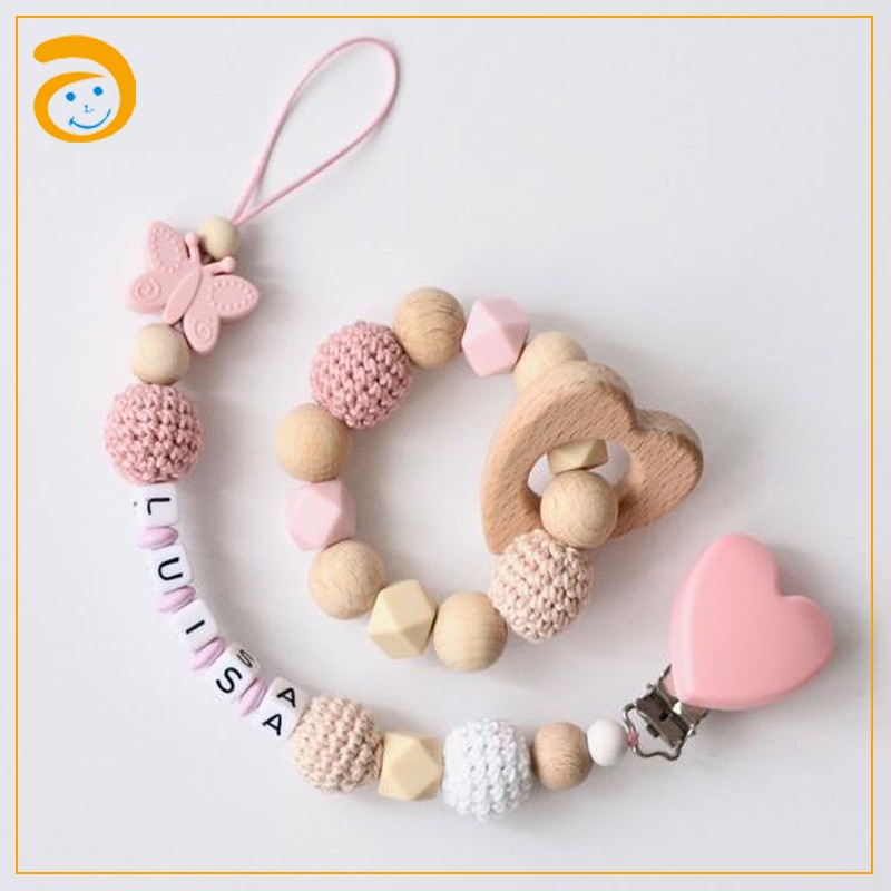 Pacifier Clip Manufacturer - Rainbow Wooden Beech Silicone