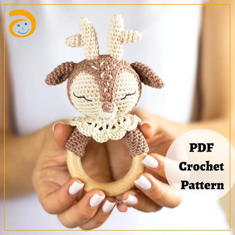 Deer Rattle Supplier - Crochet Teether Ring Baby Shower