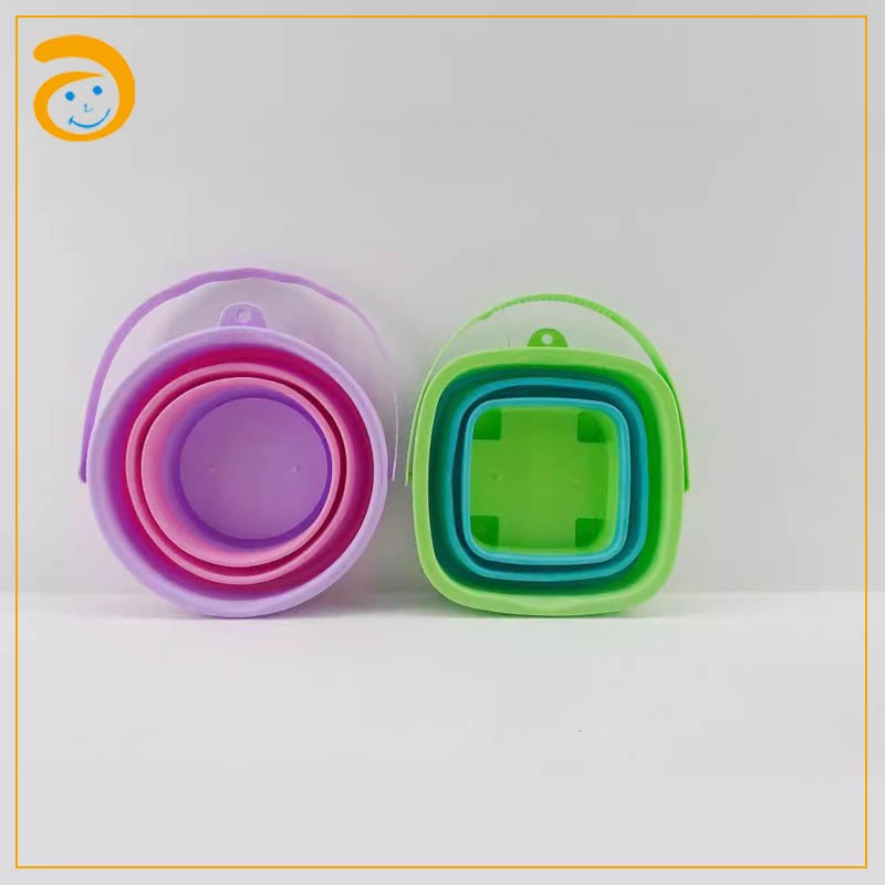 Beach Bucket Set Supplier - 4 Piece Folding Silicone Toys