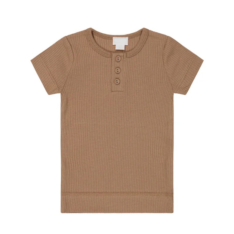 Toddler Tshirts Manufacturer - Ribbed Short Sleeve Henley