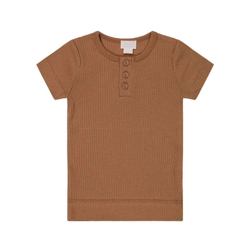 Toddler Tshirts Manufacturer - Ribbed Short Sleeve Henley