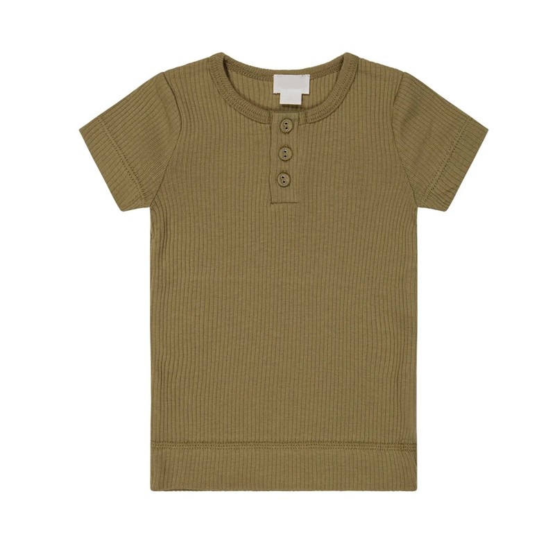 Toddler Tshirts Manufacturer - Ribbed Short Sleeve Henley