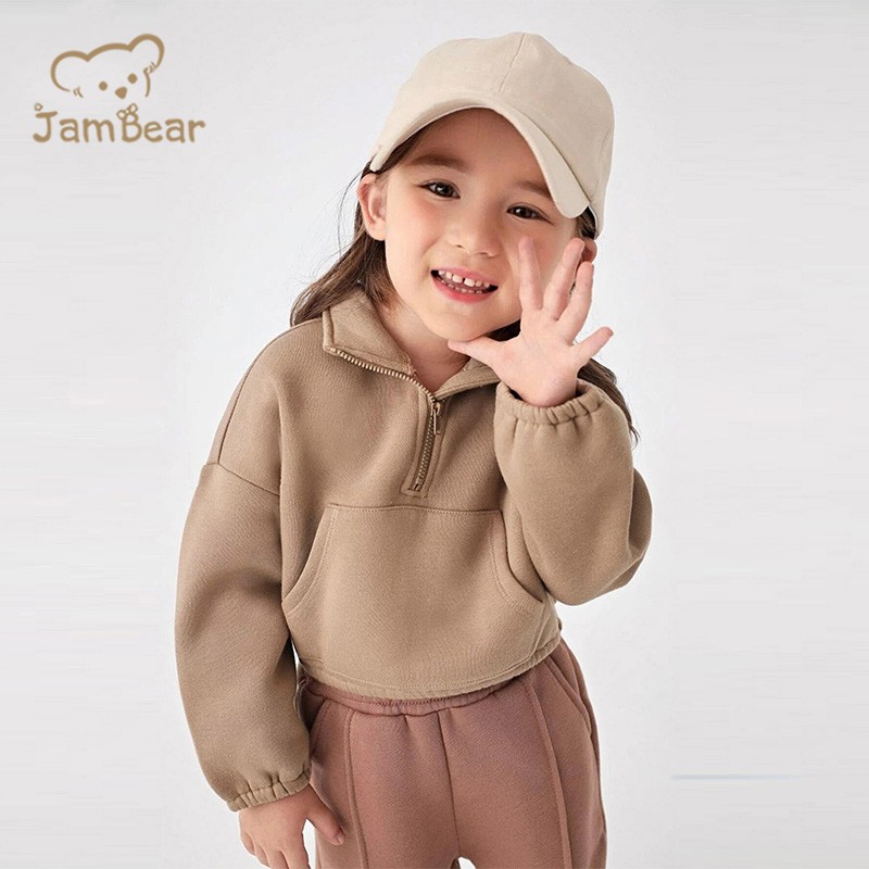 Baby Sweatshirt Manufacturer - Organic Half Zip Girls