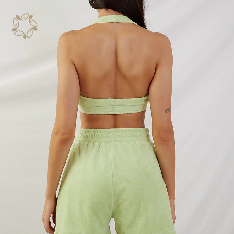 Terry Bra Set Manufacturer - Organic Bamboo Halter Crop