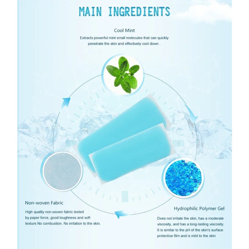 OEM/ODM Private Label Cooling Ptach No Side Effects Forehead Cooling Gel Patch