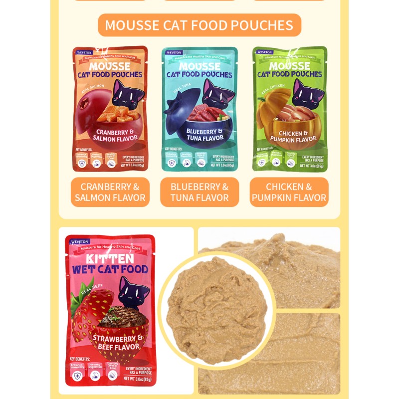 Private Label Acceptable Nutrition Balanced Cat Creamy Wet Food All Age 85g With Real Steamed Chicken Breast Cat Wet Food Snacks