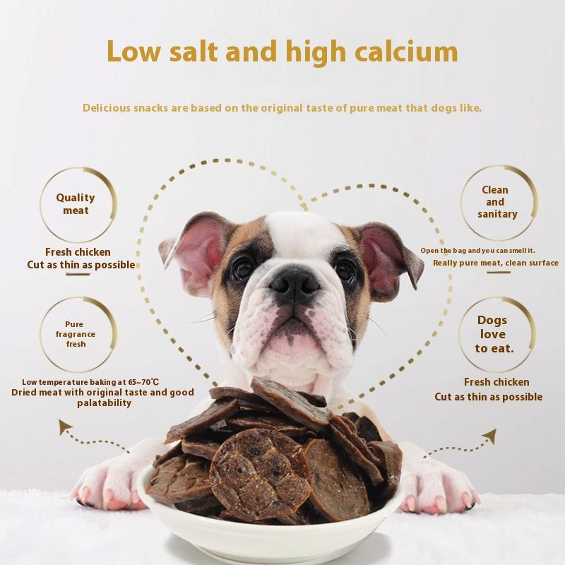 OEM High Protein Wholesale Dried Beef Slices Dog Treats Pet Snack Dog Training Sausage Ham Round Pieces Made From Meat 70g