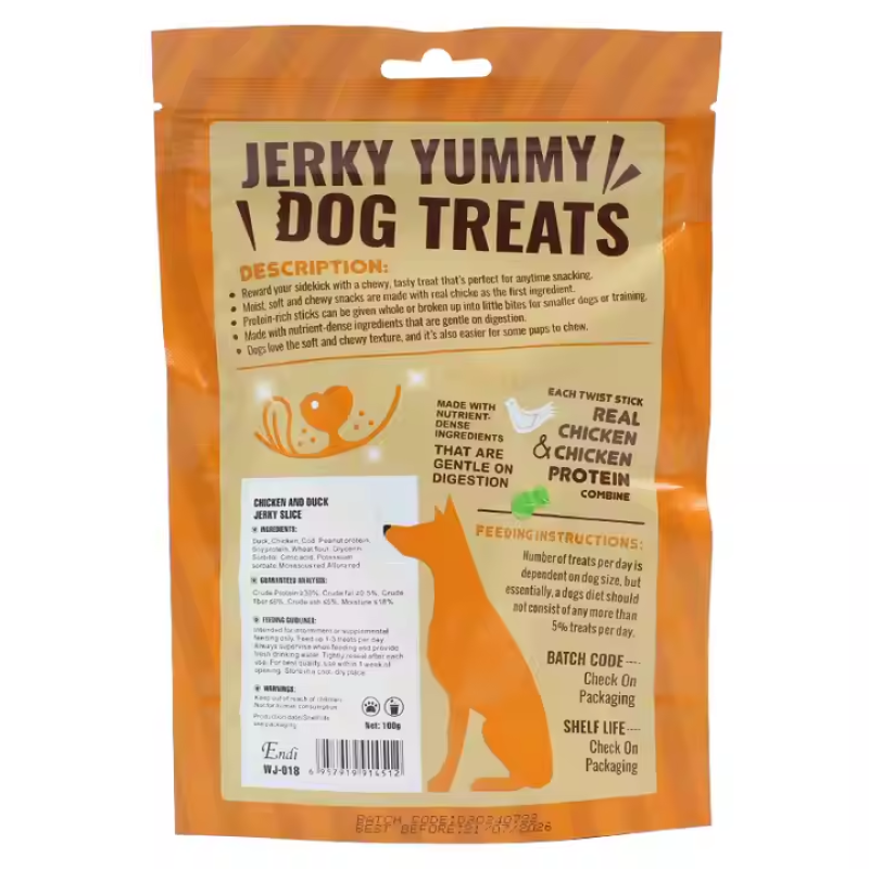 High Protein Real Meat Made Slice Chicken Duck Jerky Dog Treats Dried Dog Chew Snacks Pet Daily Training Rewards Treats