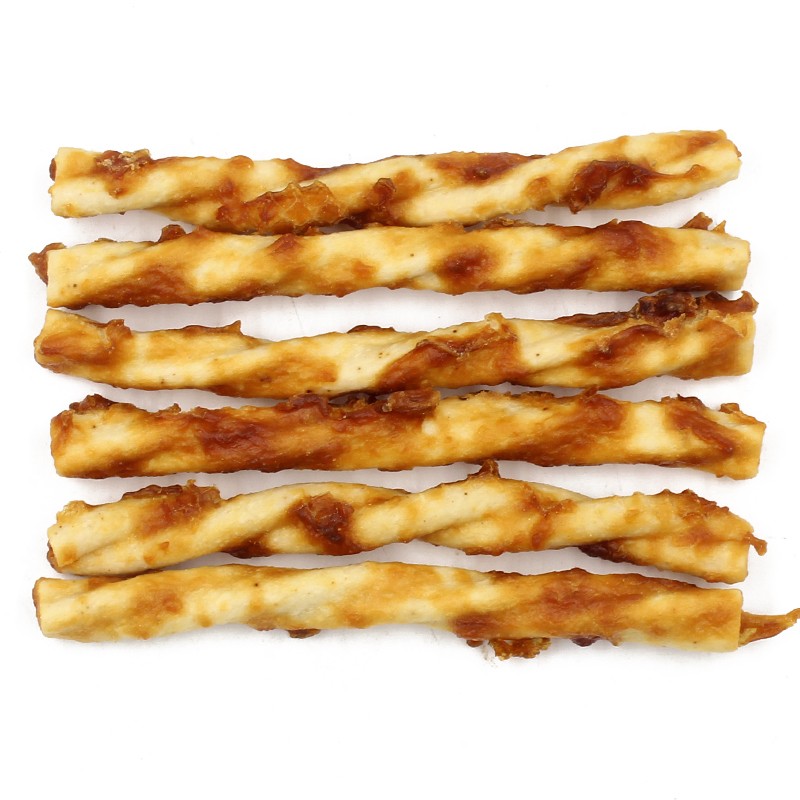 OEM Premium Pet Dog Dental Bone Treats Collagen Twist Stick With Chicken Meat Coated Dog Snack High Protein Contents Pet Treats