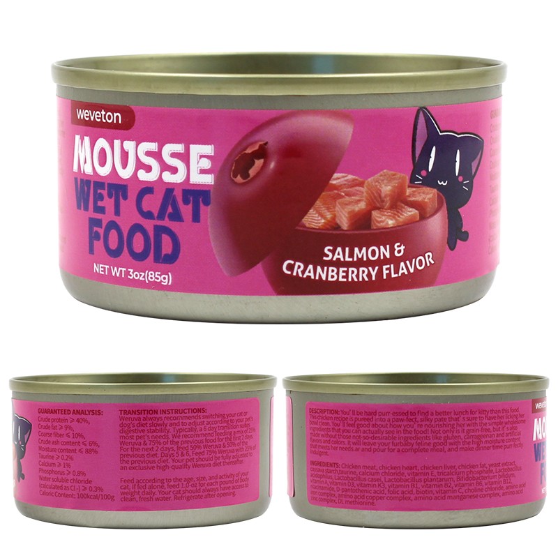 High Protein Canned Cat Creamy Wet Food of All Age 85g Steamed Real Chicken Breast Meat Cat Wet Food Multi-Vitamins&Minerals