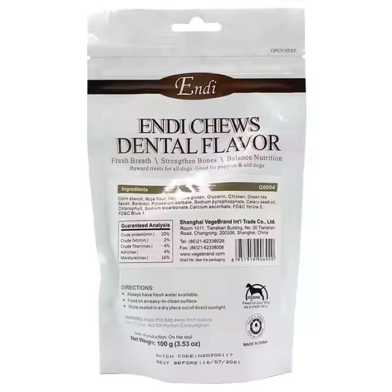 Organic Bulk Green Tea Flavor Dog Treats Fresh Breath Chew Bones Grain-Free Pet Food