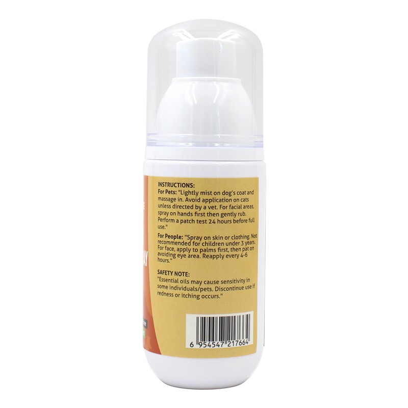 Non-toxic Plant-based Formula Pet Pro-care Bug Free Spray Outside Door Use 100ml Flea &Tick Mosquitoes Repel Spray for Furry Pal