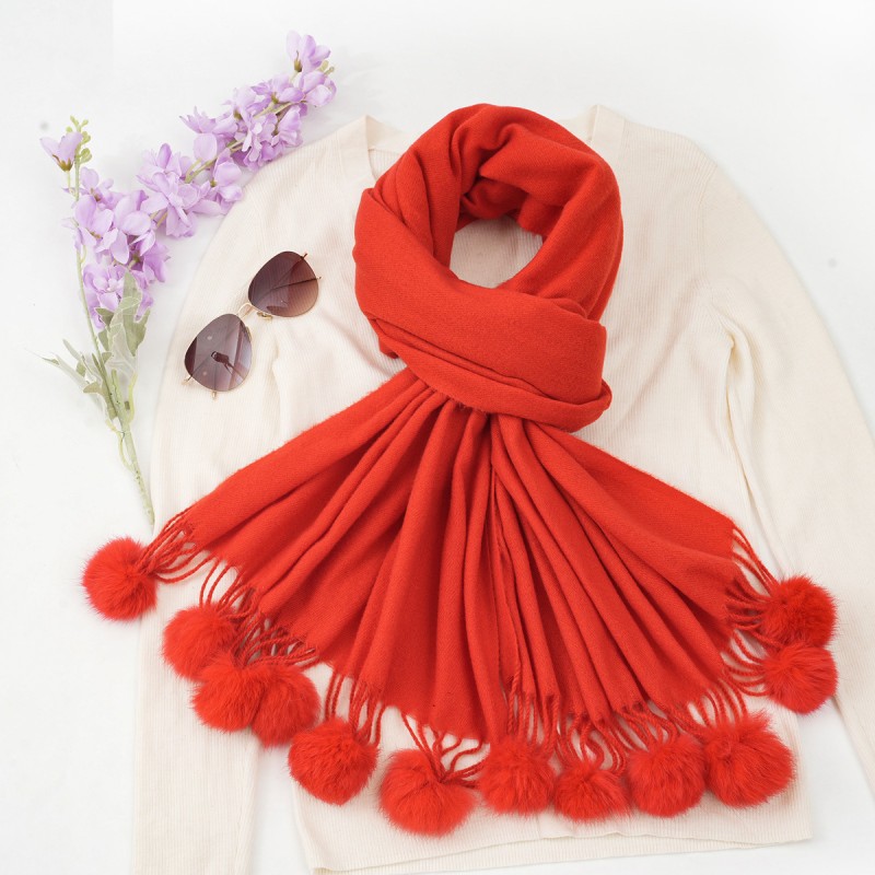 Cashmere Scarf Manufacturer - Fashion Winter Pom Pom
