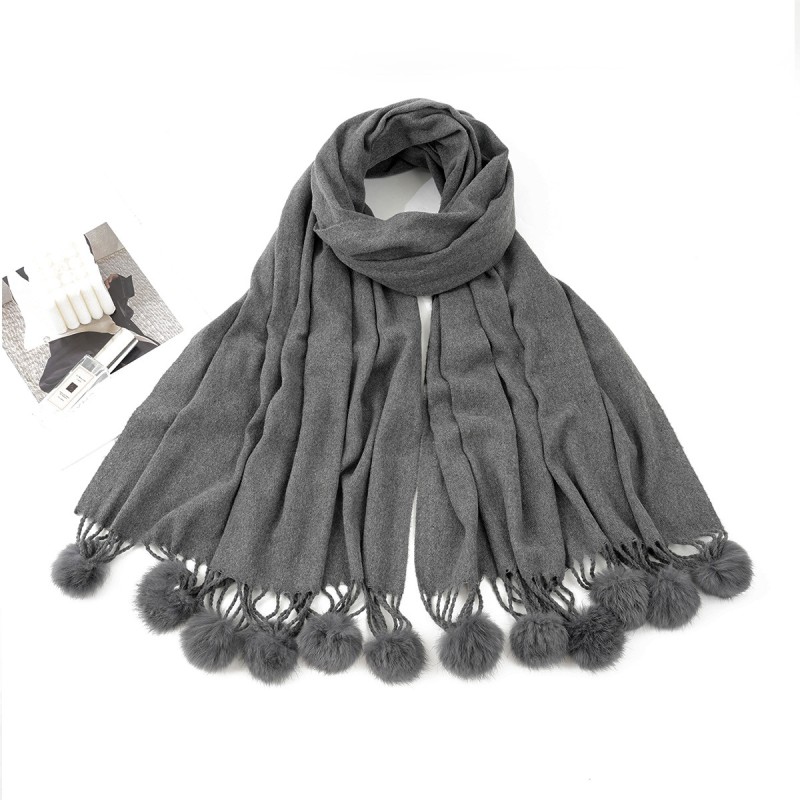 Pom Pom Scarf Factory - Winter Pashmina Hijab Thickened