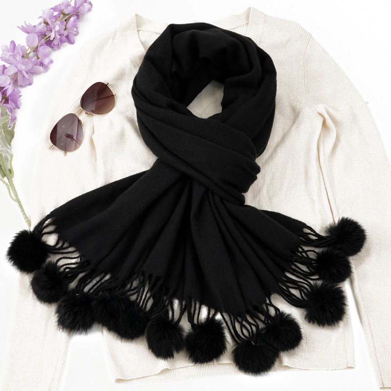 Cashmere Scarf Manufacturer - Fashion Winter Pom Pom