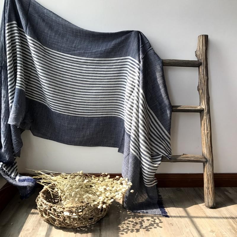 Cotton Linen Scarf Supplier - New Style Striped