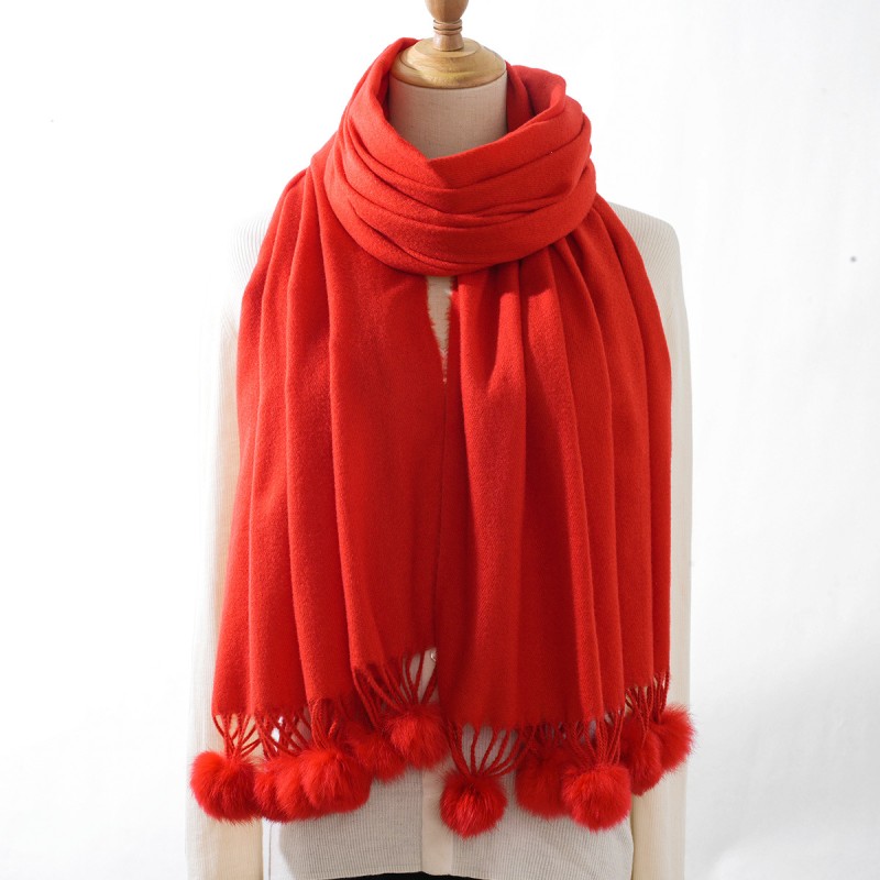 Pom Pom Scarf Factory - Winter Pashmina Hijab Thickened