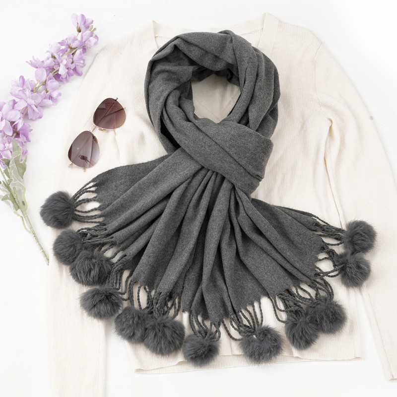 Cashmere Scarf Manufacturer - Fashion Winter Pom Pom