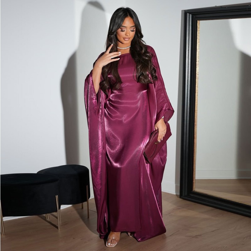 Islamic Kaftan Supplier - Plain Color Shiny Glitter