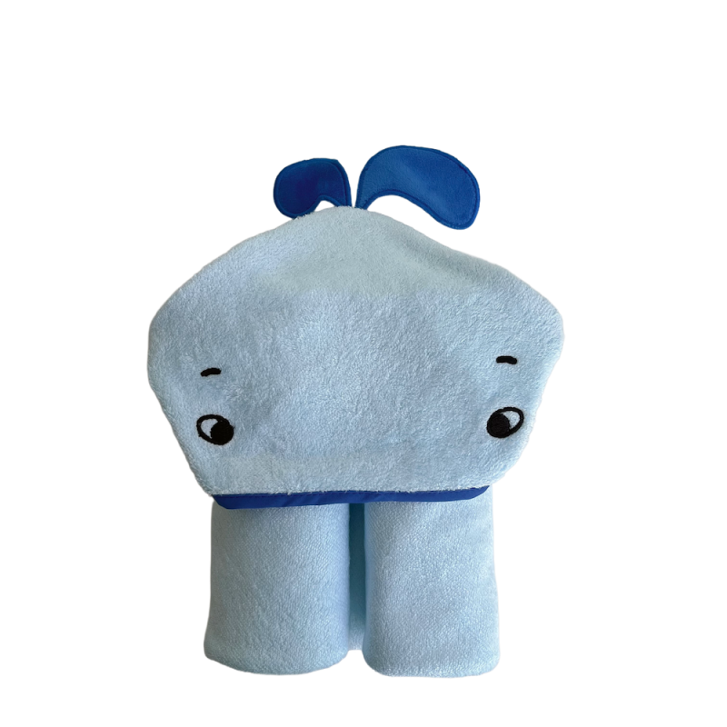 Factory Wholesale 500 GSM Organic Bamboo Baby Bath Towel Blue Whale Design Embroidered Hooded Towel Boy's Bamboo Hooded Towels