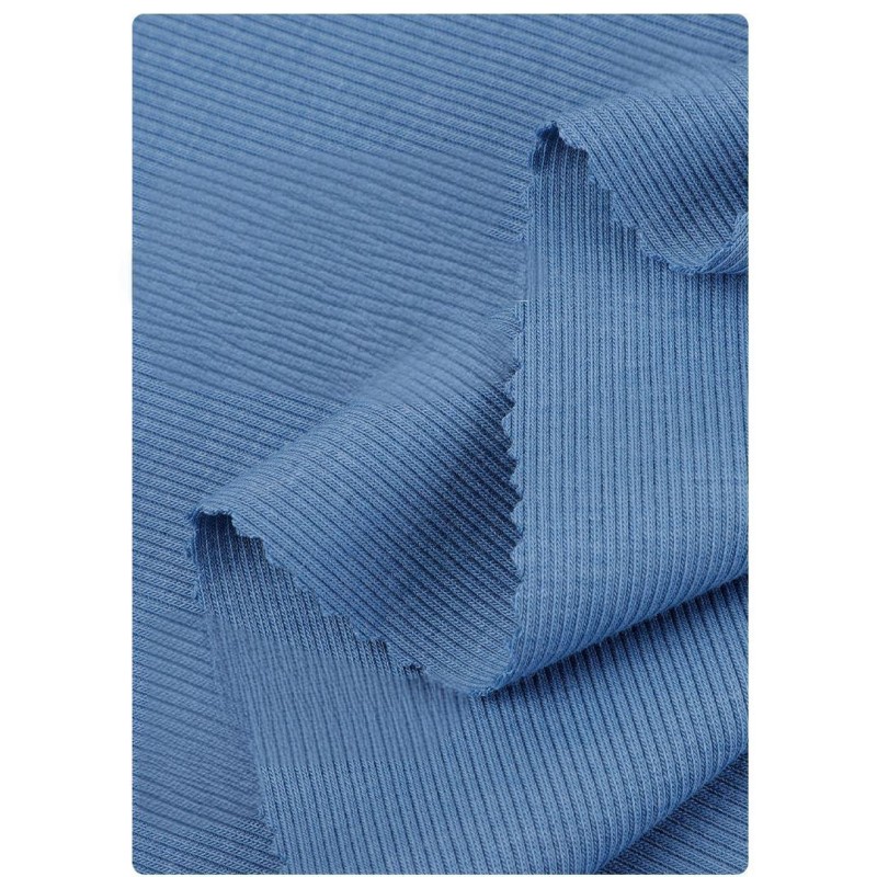46%Bamboo46%Organic Cotton 8%Spandex 40s 240GSM Bamboo Fabric 2*2 Rib Stretchy  Fabric for Summer Tank Tops and Loungewear