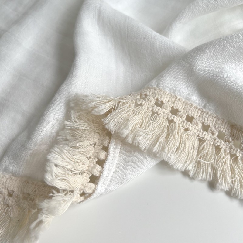 2layers 4layers Soft Breathable Bamboo Cotton Muslin Baby Blanket Fashion Fringe Baby Swaddle Blanket Beach Blanket