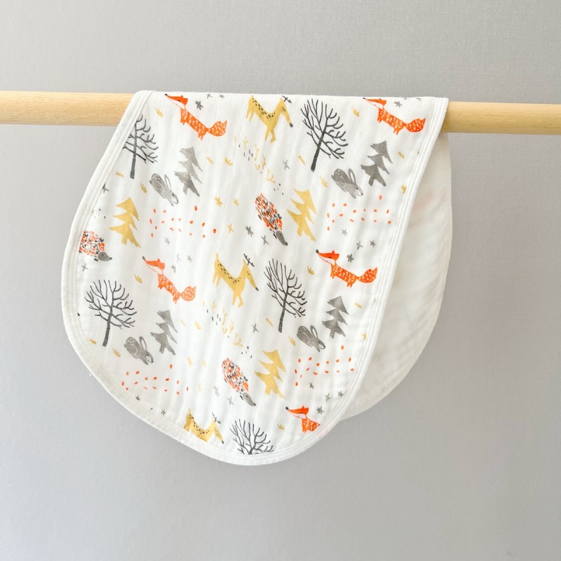 100% Organic Bamboo Muslin Baby Burp Cloth Set Button Closure OEM Service Printed Burp Bibs
