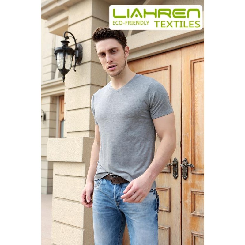 Luxury Bamboo Fiber T-shirt Super Soft 95% Bamboo 5%Spandex Organic Bamboo Men T Shirt V-Neck Men T Shirt