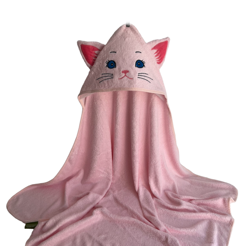 New Design Organic Bamboo Hooded Baby Towels With Cat Design 90*90cm 500GSM Thick Soft Comfortable Baby Bath Towel