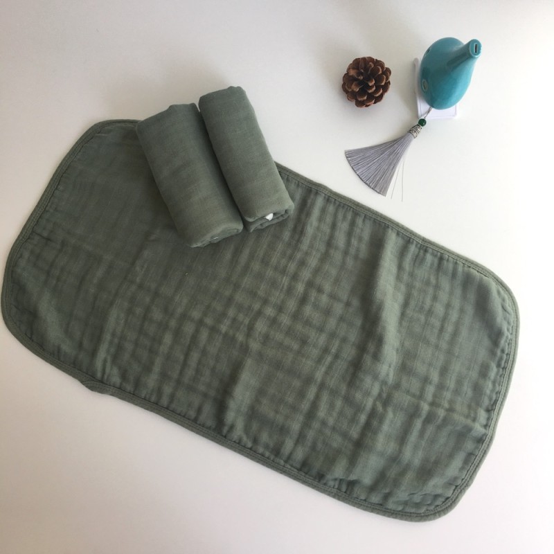 High Quality Organic Bamboo Cotton Muslin Baby Burp Cloth Super Soft Colored Muslin Babies Bibs
