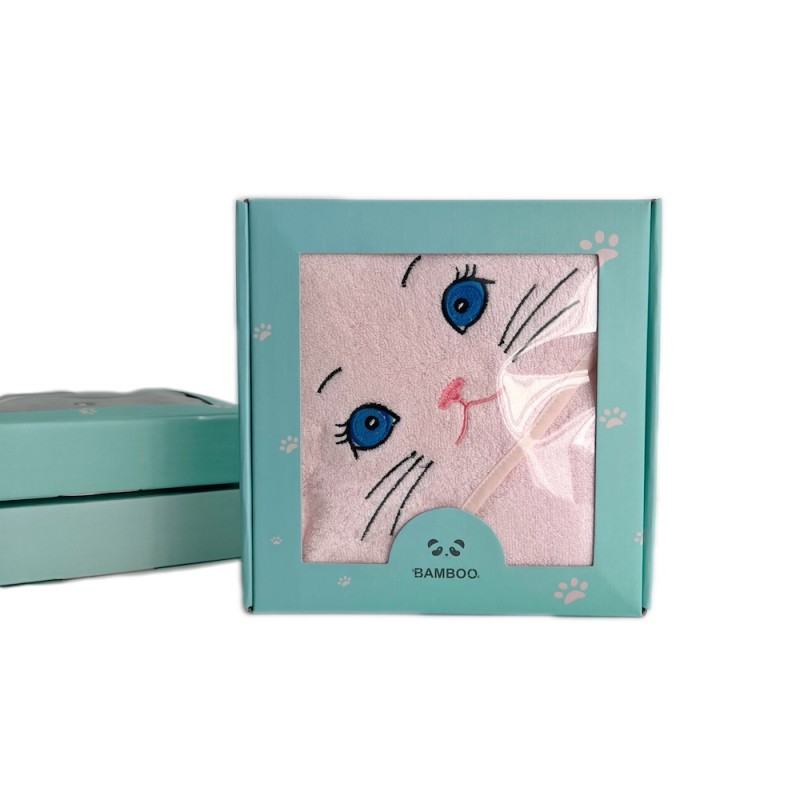 New Design Organic Bamboo Hooded Baby Towels With Cat Design 90*90cm 500GSM Thick Soft Comfortable Baby Bath Towel